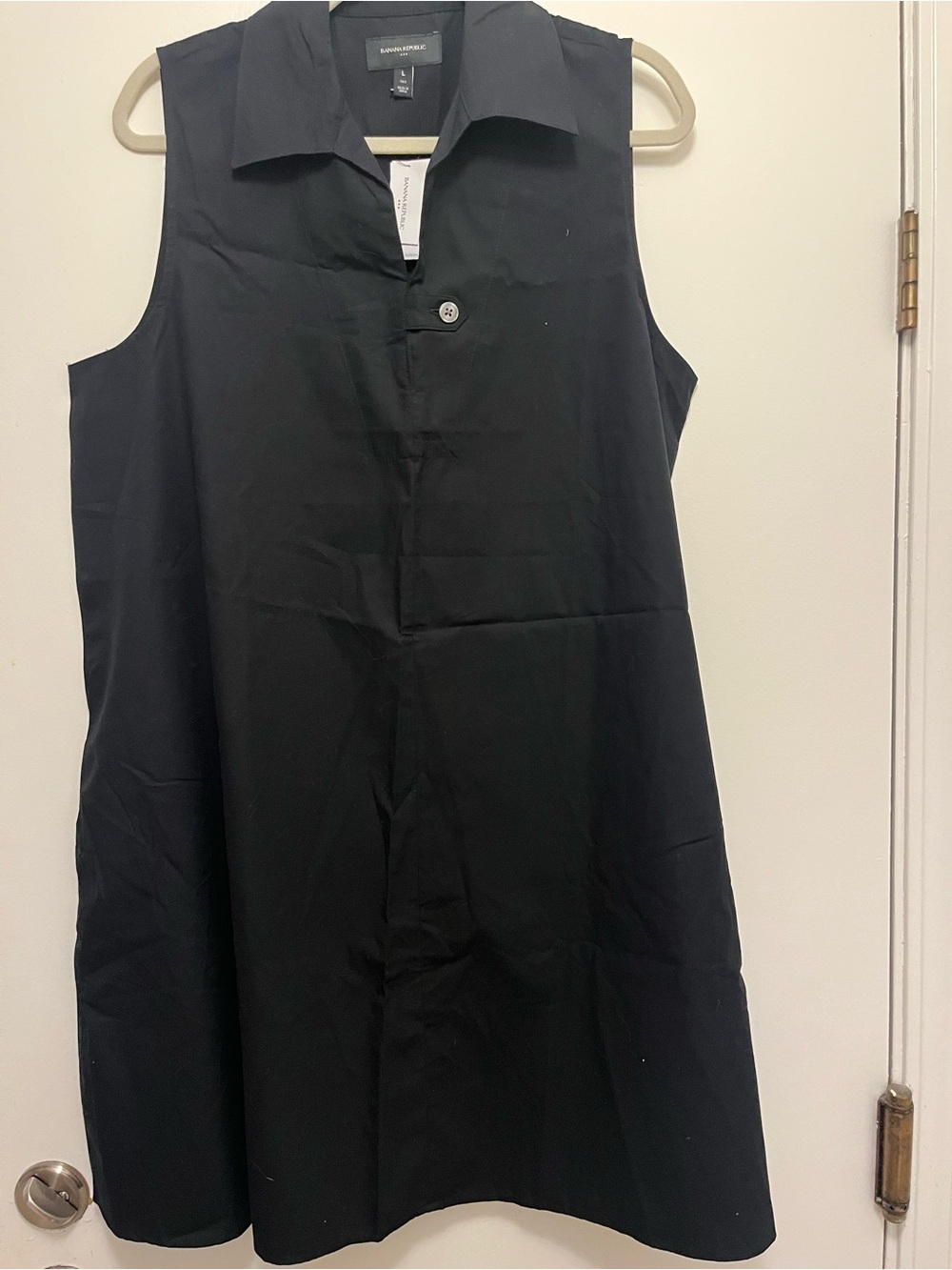 Banana Republic Factory Black Sleeveless Collared Shift Dress